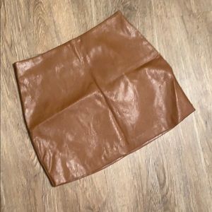 Brown pleather mini skirt